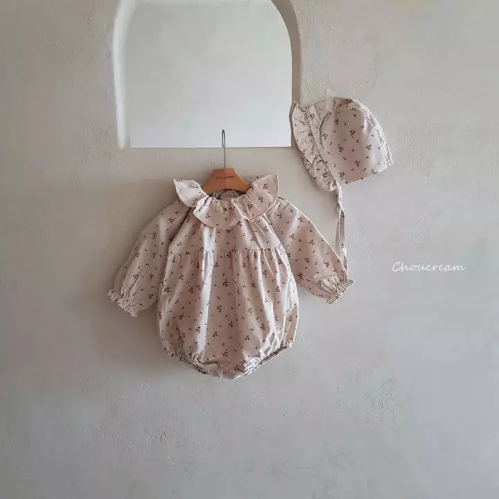 Choucream - Korean Baby Fashion - #babyboutique - Bon Jour Frill Bodysuit with Hat