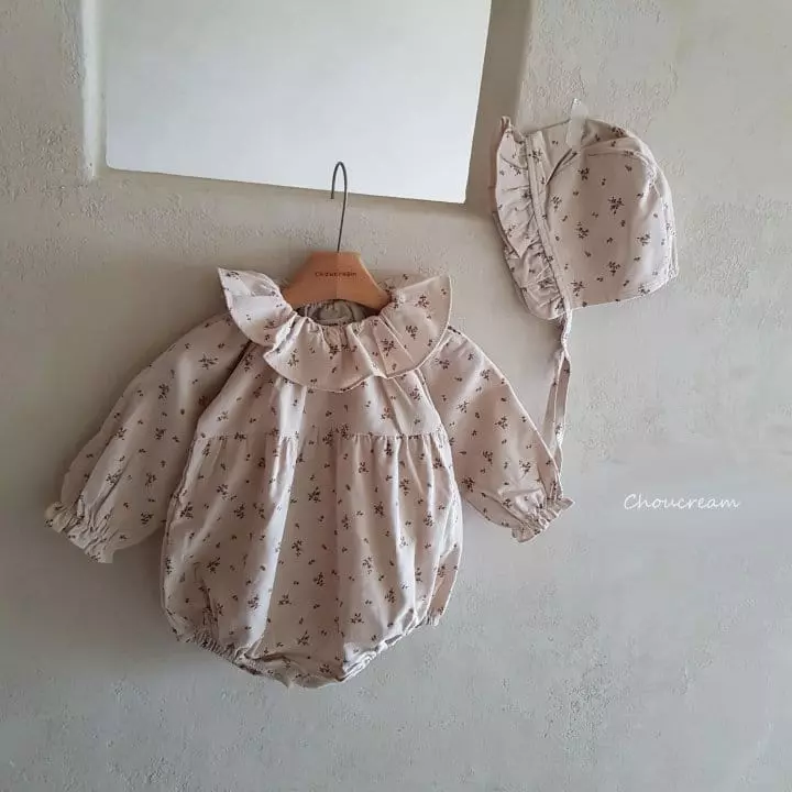 Choucream - Korean Baby Fashion - #babyboutiqueclothing - Bon Jour Frill Bodysuit with Hat - 3