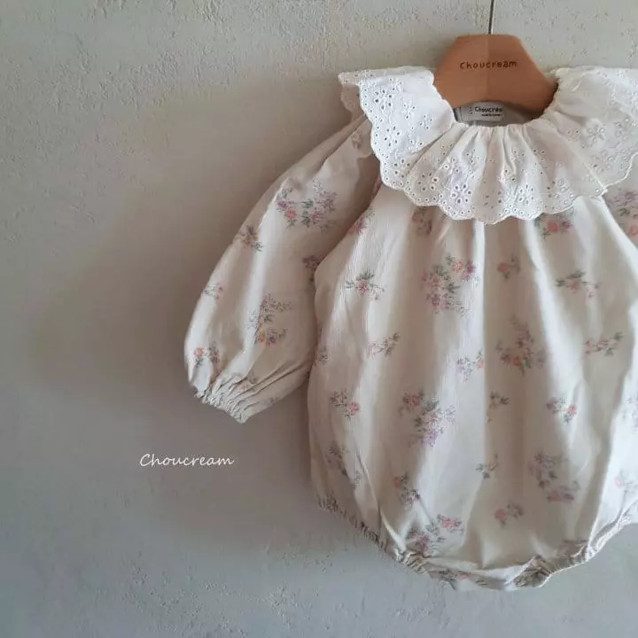 Choucream - Korean Baby Fashion - #babyboutiqueclothing - Luna Flower Bodysuit with Hat - 2