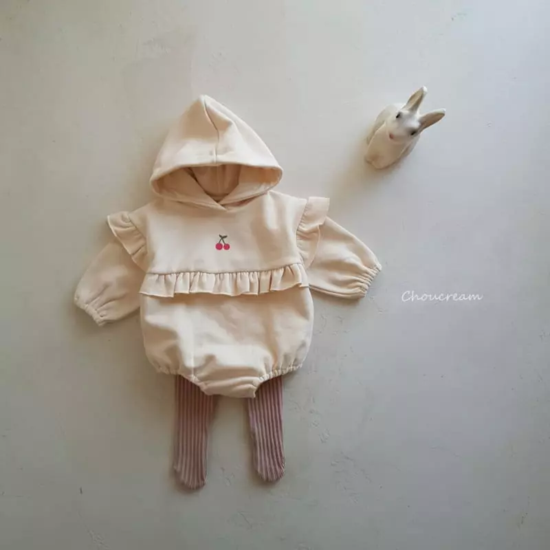 Choucream - Korean Baby Fashion - #babyclothing - Cherry Hoody Bodysuit - 2