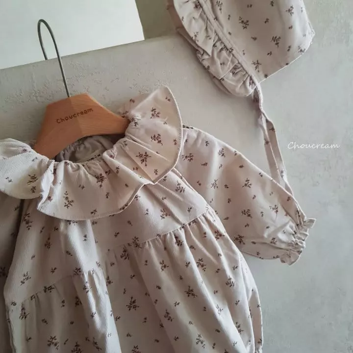 Choucream - Korean Baby Fashion - #babyfashion - Bon Jour Frill Bodysuit with Hat - 5