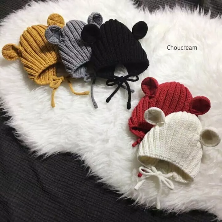 Choucream - Korean Baby Fashion - #babyfashion - Bebe Bear Knit Hat - 4