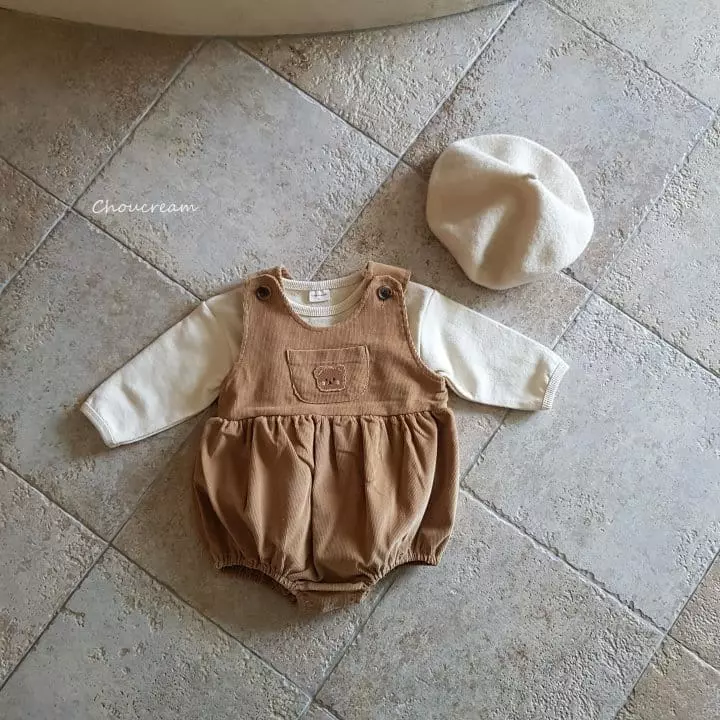 Choucream - Korean Baby Fashion - #babyfever - Bear Dungarees Bodysuit