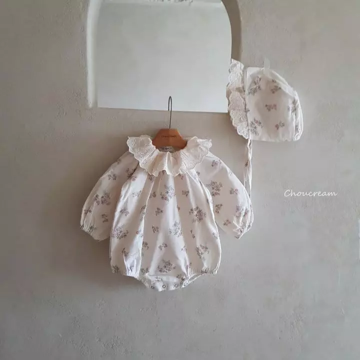 Choucream - Korean Baby Fashion - #babyfever - Luna Flower Bodysuit with Hat - 5