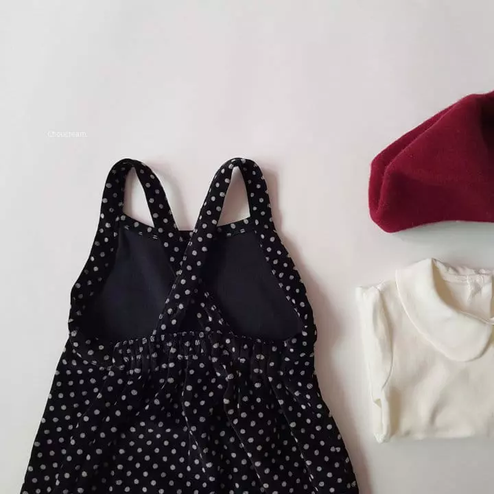 Choucream - Korean Baby Fashion - #babygirlfashion - Veloure Dungarees Bodysuit - 6