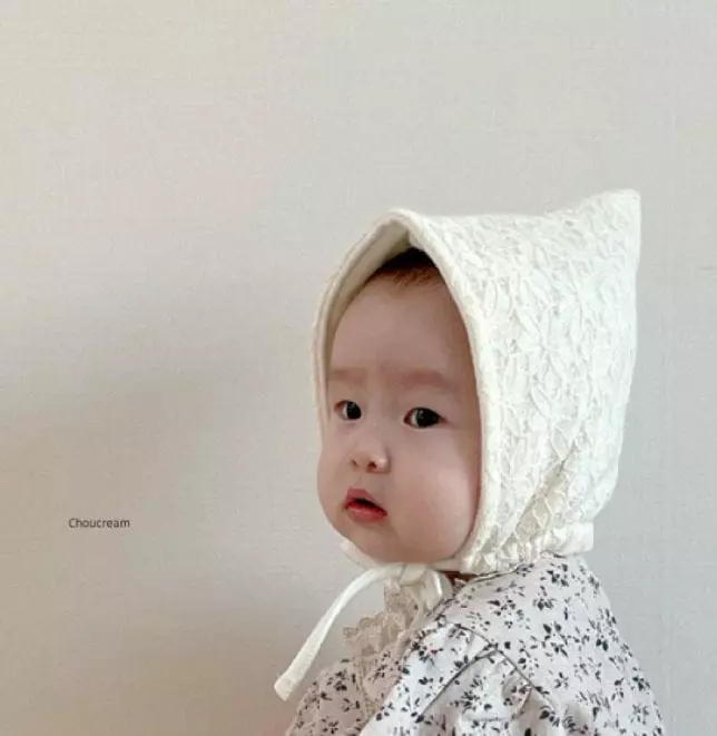 Choucream - Korean Baby Fashion - #babyfever - Bebe Winter Lace Bonnet - 4