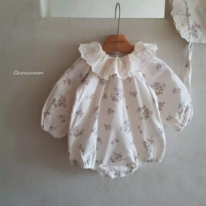 Choucream - Korean Baby Fashion - #babygirlfashion - Luna Flower Bodysuit with Hat - 6