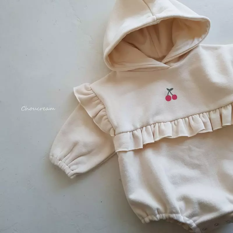 Choucream - Korean Baby Fashion - #babygirlfashion - Cherry Hoody Bodysuit - 5