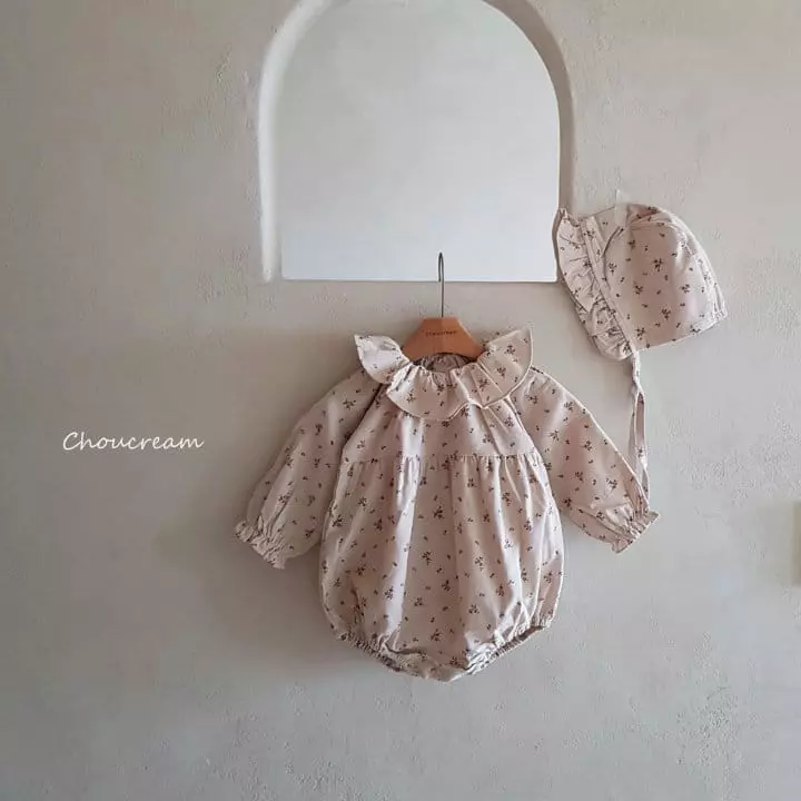 Choucream - Korean Baby Fashion - #babylifestyle - Bon Jour Frill Bodysuit with Hat - 8
