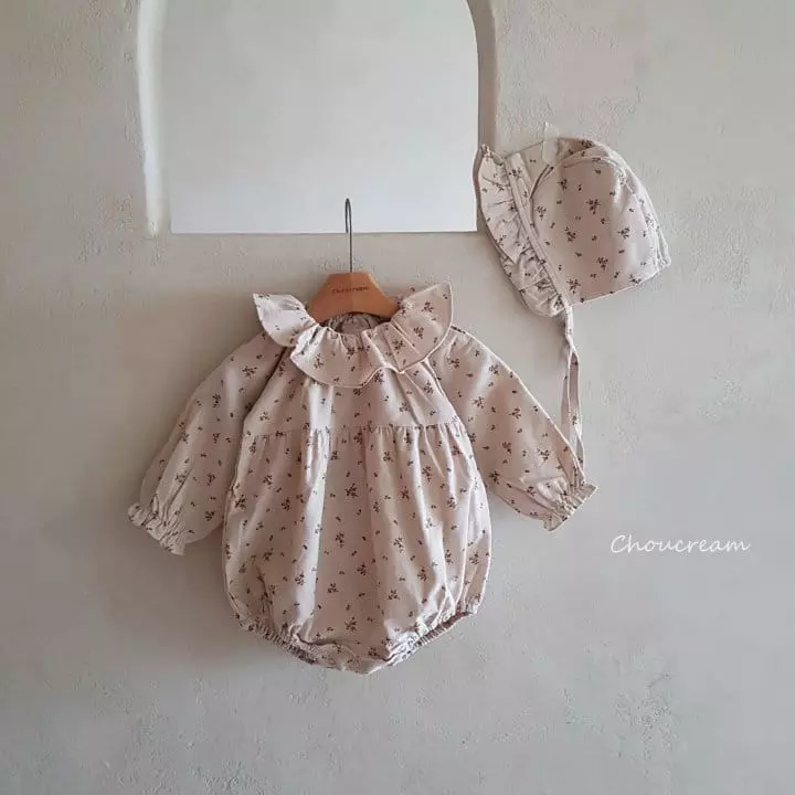 Choucream - Korean Baby Fashion - #babyoninstagram - Bon Jour Frill Bodysuit with Hat - 9