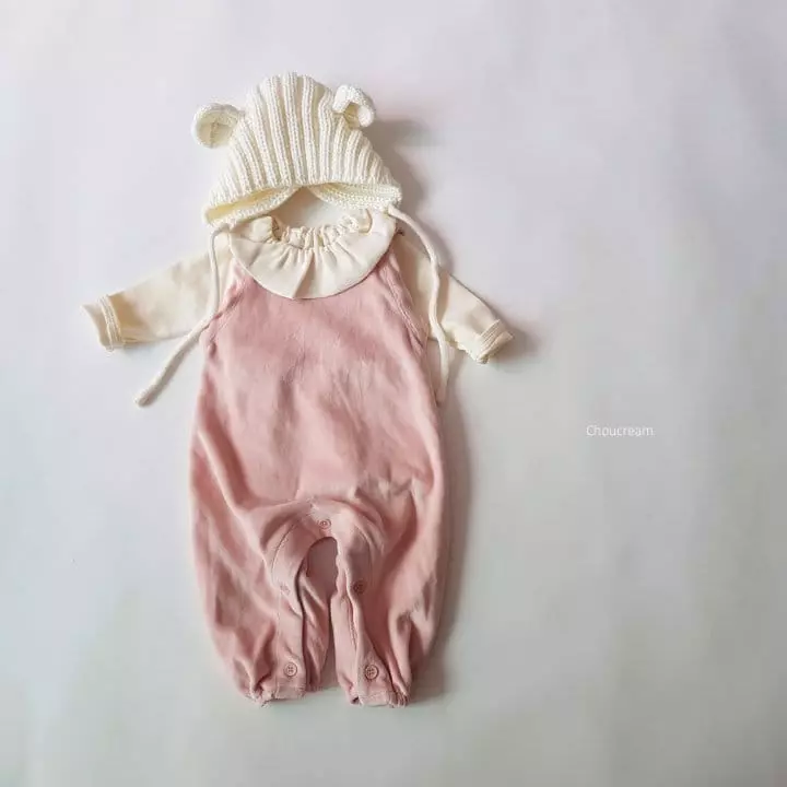 Choucream - Korean Baby Fashion - #babyootd - Veloure Dungarees Bodysuit - 9
