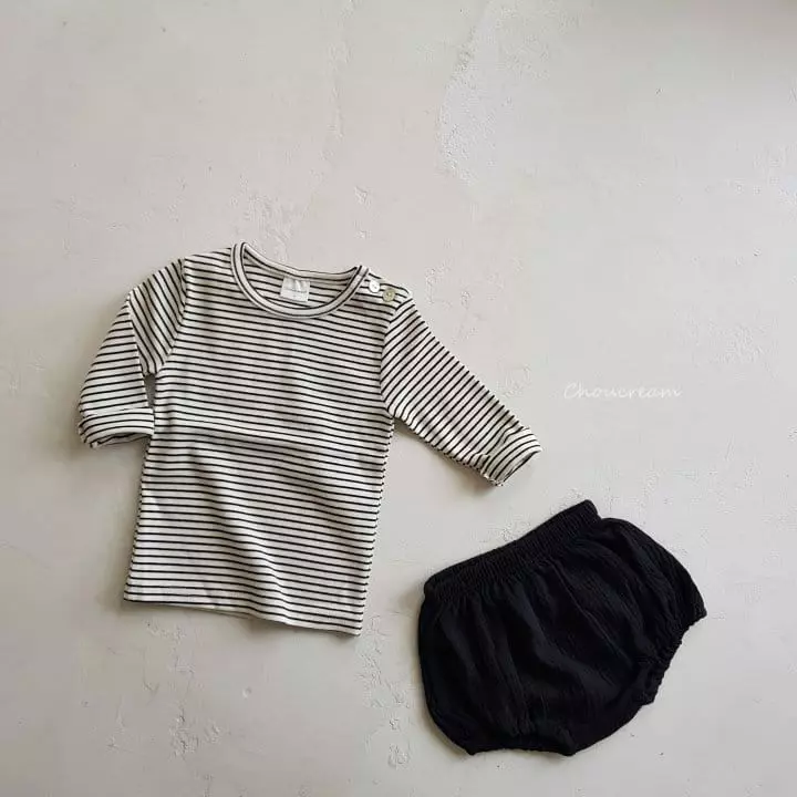 Choucream - Korean Baby Fashion - #babyoutfit - Bebe Stripes Tee - 2