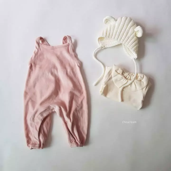 Choucream - Korean Baby Fashion - #babyoutfit - Veloure Dungarees Bodysuit - 10