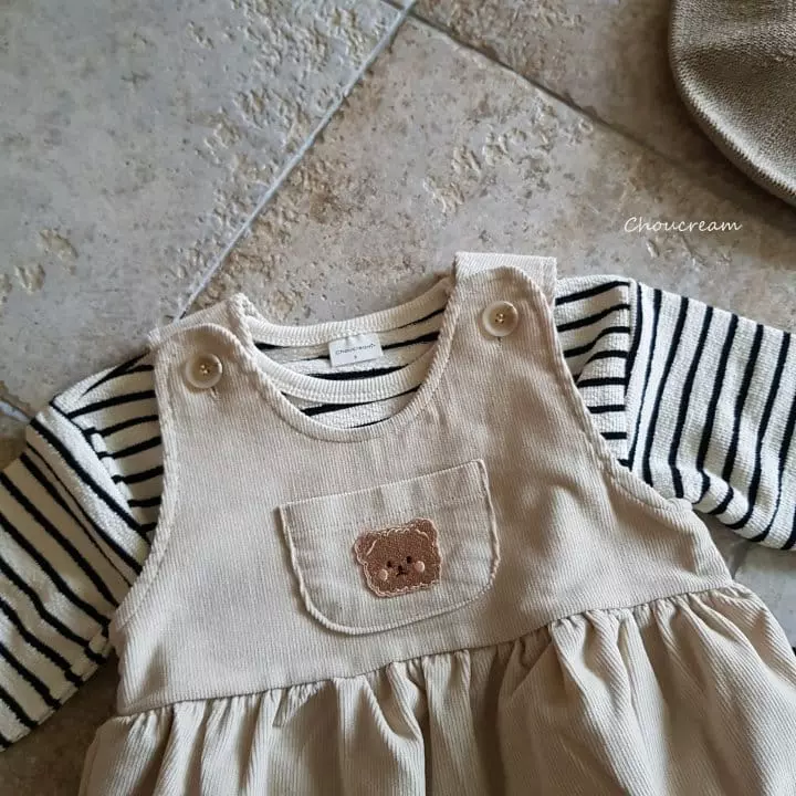 Choucream - Korean Baby Fashion - #babyoutfit - Bear Dungarees Bodysuit - 7