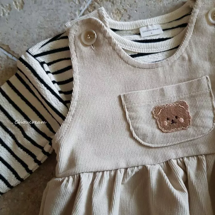 Choucream - Korean Baby Fashion - #babywear - Bear Dungarees Bodysuit - 8