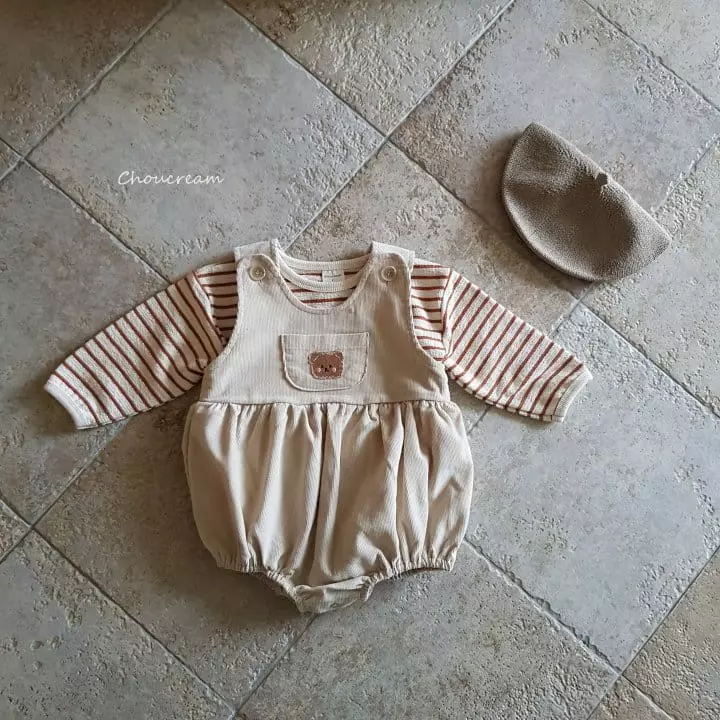 Choucream - Korean Baby Fashion - #onlinebabyboutique - Bear Dungarees Bodysuit - 9