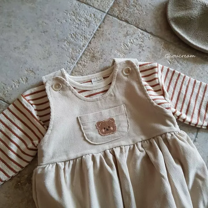 Choucream - Korean Baby Fashion - #onlinebabyshop - Bear Dungarees Bodysuit - 10