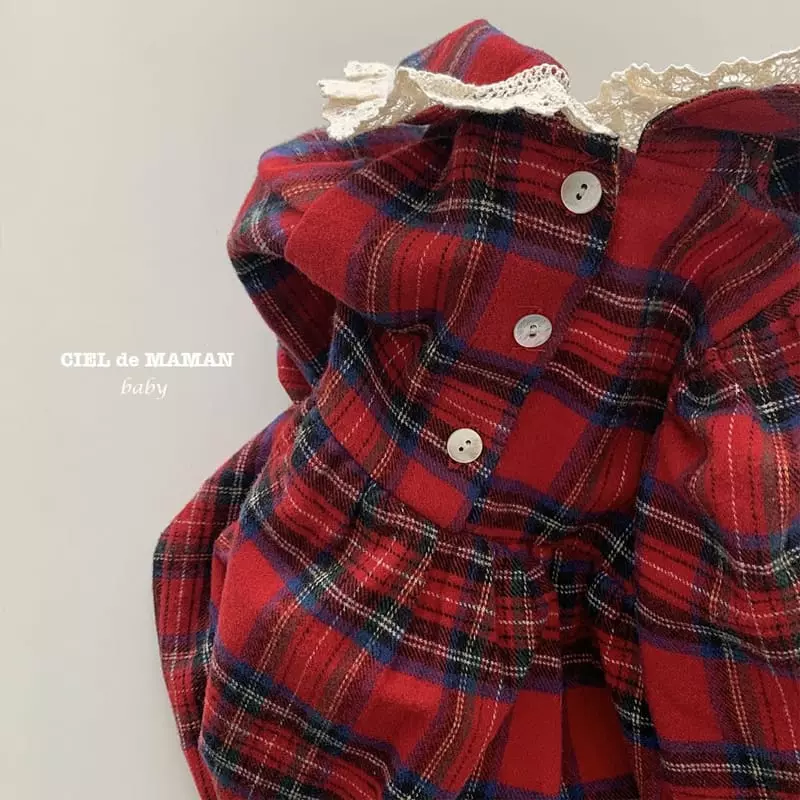 Ciel De Maman - Korean Baby Fashion - #onlinebabyshop - Check Lace Bodysuit - 4