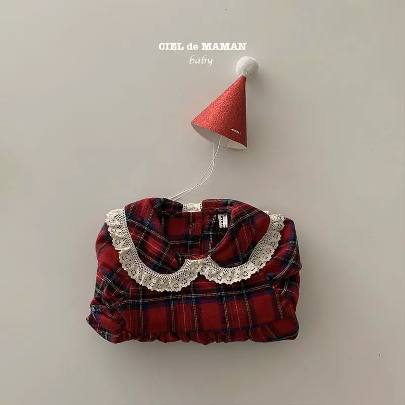 Ciel De Maman - Korean Baby Fashion - #babyboutiqueclothing - Check Lace Bodysuit - 6
