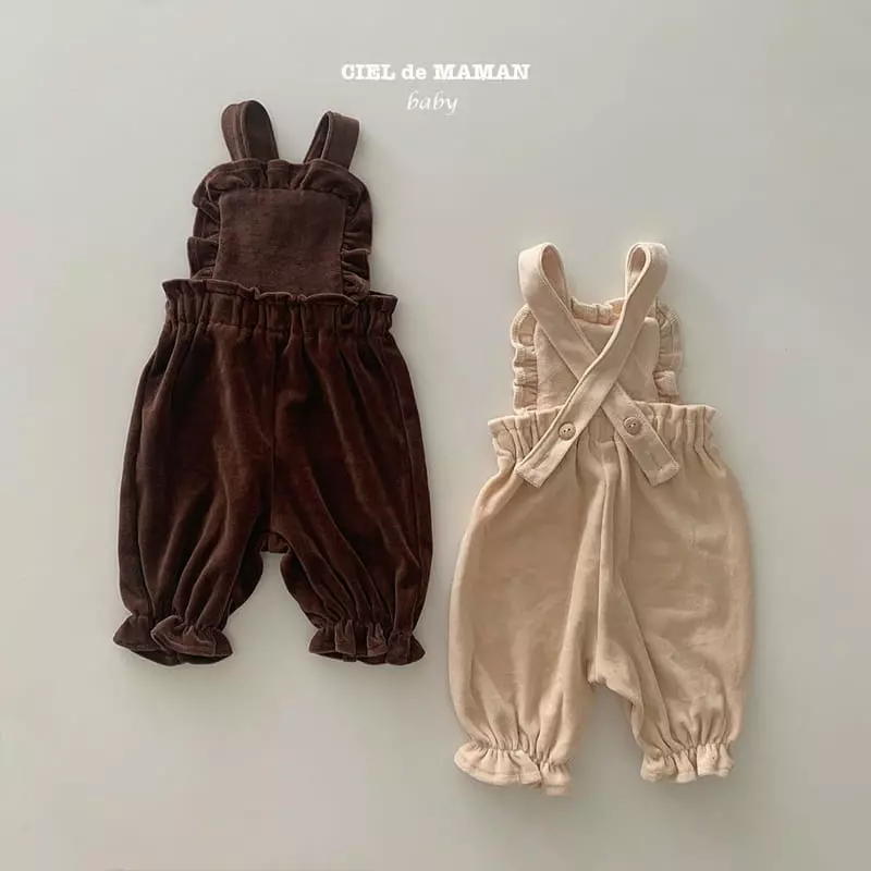 Ciel De Maman - Korean Baby Fashion - #babyfashion - Veloure Frill Dungarees - 9