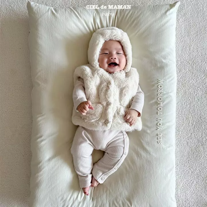 Ciel De Maman - Korean Baby Fashion - #babyoninstagram - Minky Vest Bonnet Set - 2