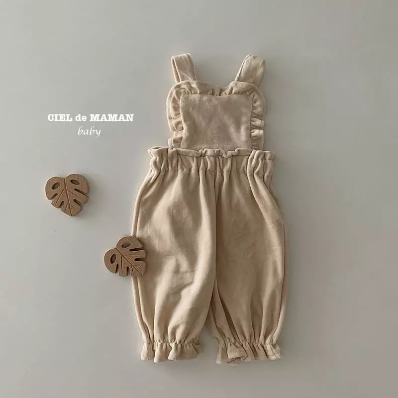 Ciel De Maman - Korean Baby Fashion - #babyoutfit - Veloure Frill Dungarees