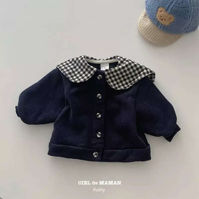 Ciel De Maman - Korean Baby Fashion - #babyootd - Check Collar Cardigan - 4