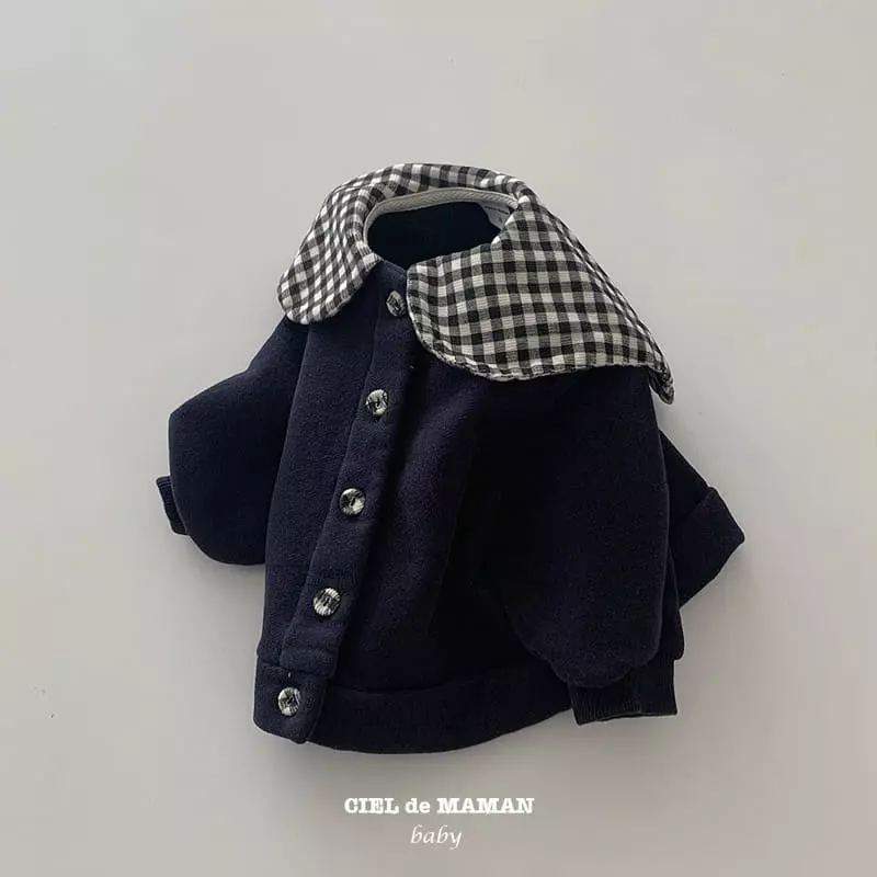 Ciel De Maman - Korean Baby Fashion - #babyoutfit - Check Collar Cardigan - 5