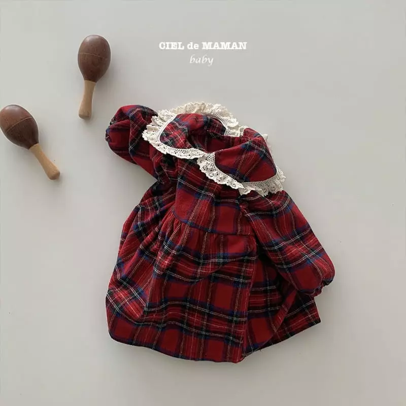 Ciel De Maman - Korean Baby Fashion - #babywear - Check Lace Bodysuit