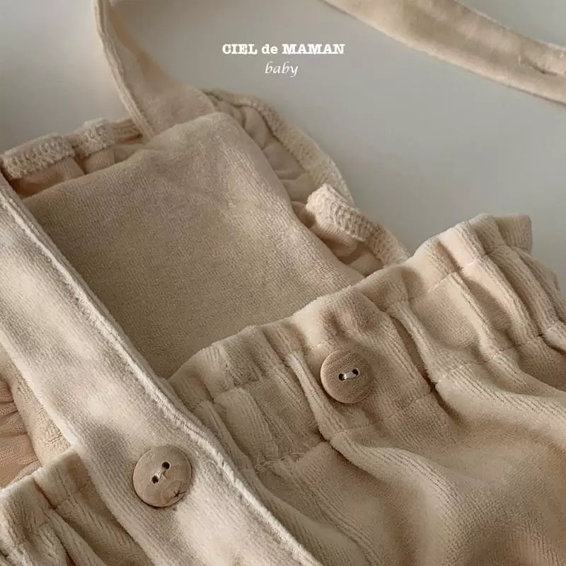 Ciel De Maman - Korean Baby Fashion - #onlinebabyboutique - Veloure Frill Dungarees - 4