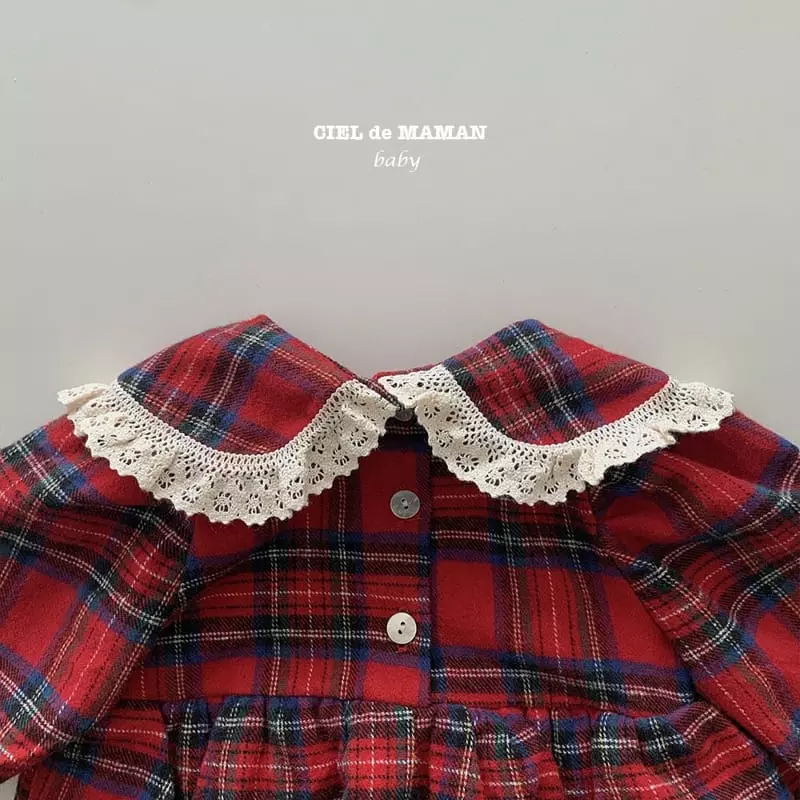 Ciel De Maman - Korean Baby Fashion - #onlinebabyshop - Check Lace Bodysuit - 3