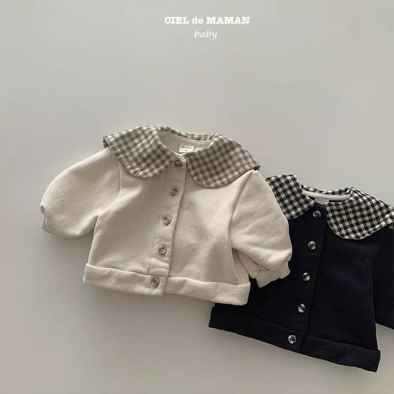 Ciel De Maman - Korean Baby Fashion - #onlinebabyshop - Check Collar Cardigan - 8