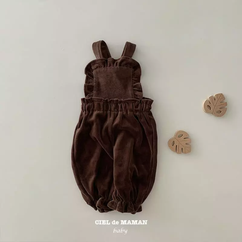 Ciel De Maman - Korean Baby Fashion - #smilingbaby - Veloure Frill Dungarees - 5