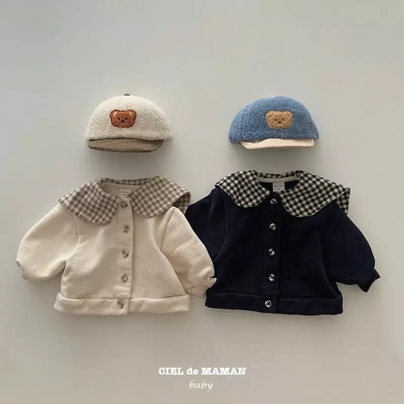 Ciel De Maman - Korean Baby Fashion - #smilingbaby - Check Collar Cardigan - 9
