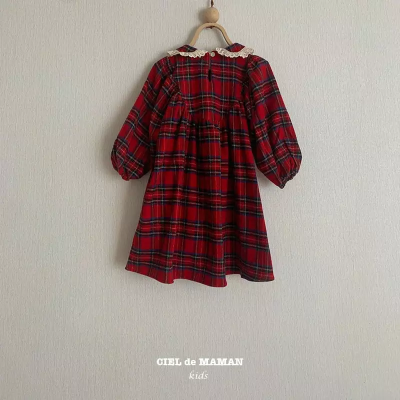 Ciel De Maman - Korean Children Fashion - #childofig - Check Lace One-piece - 3