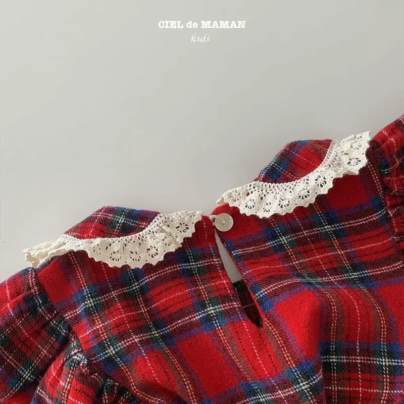Ciel De Maman - Korean Children Fashion - #childofig - Check Lace One-piece - 4