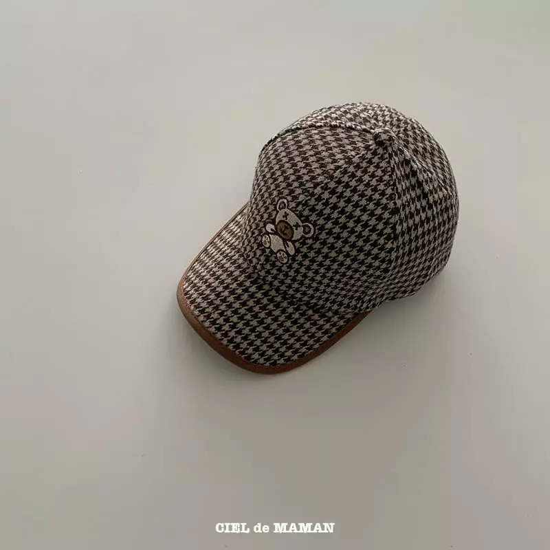 Ciel De Maman - Korean Children Fashion - #childofig - Check Bear Ball Cap - 2