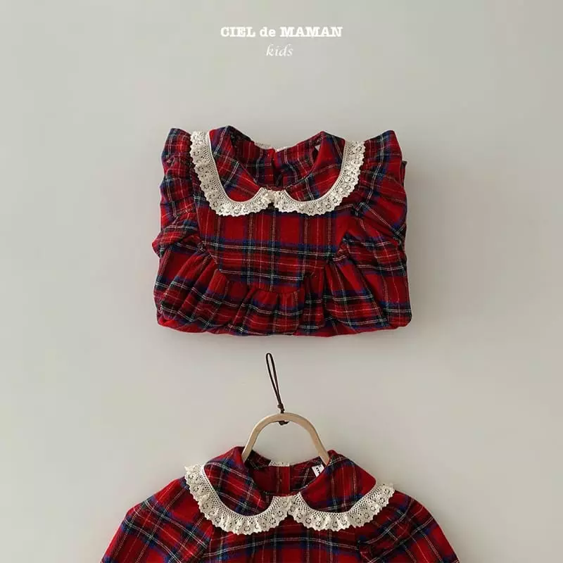 Ciel De Maman - Korean Children Fashion - #childrensboutique - Check Lace One-piece - 5