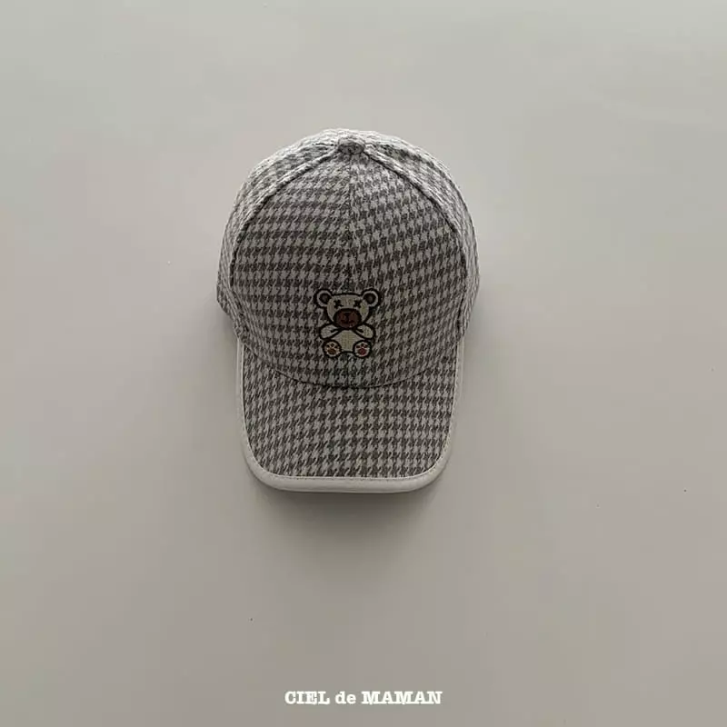 Ciel De Maman - Korean Children Fashion - #childrensboutique - Check Bear Ball Cap - 3