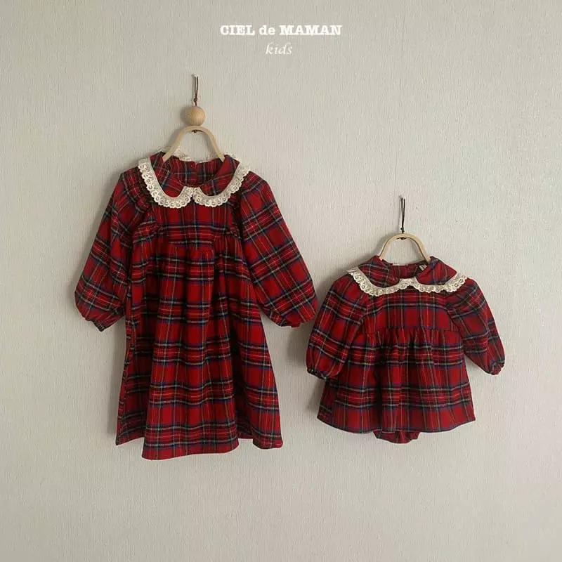 Ciel De Maman - Korean Children Fashion - #designkidswear - Check Lace One-piece - 6