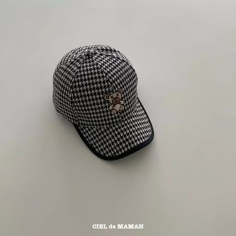 Ciel De Maman - Korean Children Fashion - #childrensboutique - Check Bear Ball Cap - 4