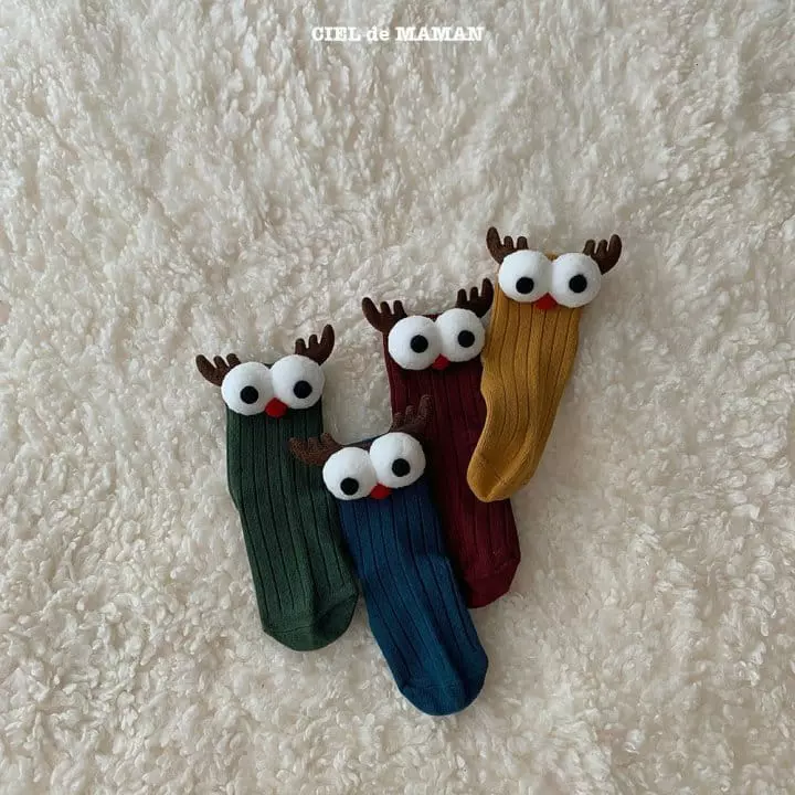 Ciel De Maman - Korean Children Fashion - #kidsstore - Big Eyes Socks - 4