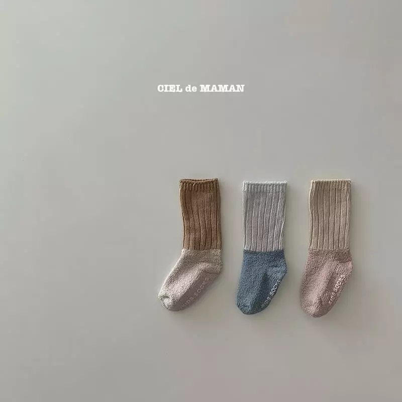 Ciel De Maman - Korean Children Fashion - #littlefashionista - Soft Two Tone Socks - 6