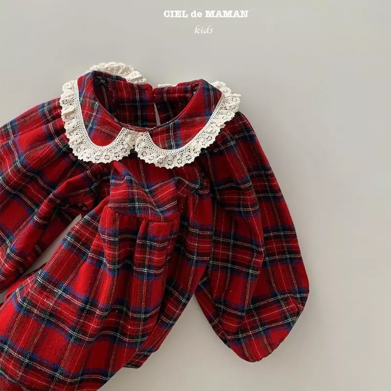Ciel De Maman - Korean Children Fashion - #minifashionista - Check Lace One-piece