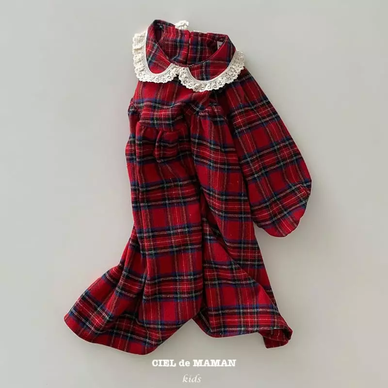 Ciel De Maman - Korean Children Fashion - #prettylittlegirls - Check Lace One-piece - 2