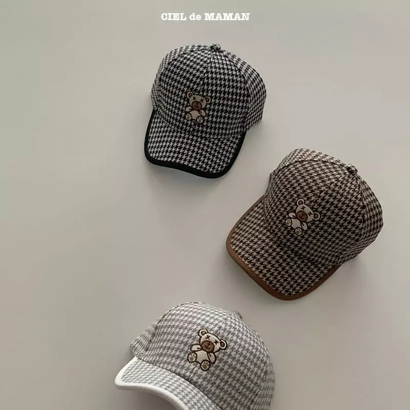 Ciel De Maman - Korean Children Fashion - #stylishchildhood - Check Bear Ball Cap