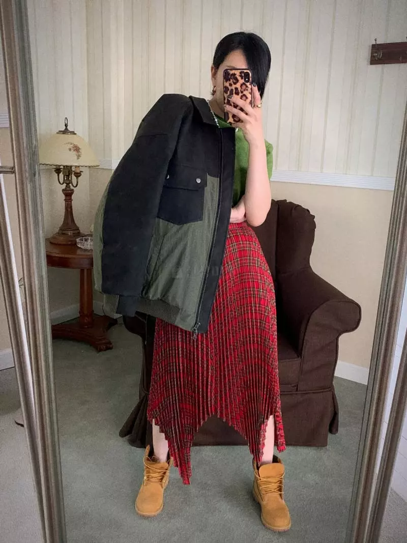 Clode - Korean Women Fashion - #momslook - Check Wrinkle Skirt - 9