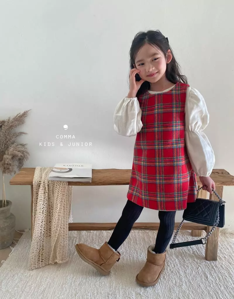 Comma - Korean Children Fashion - #designkidswear - Check A One-piece - 2