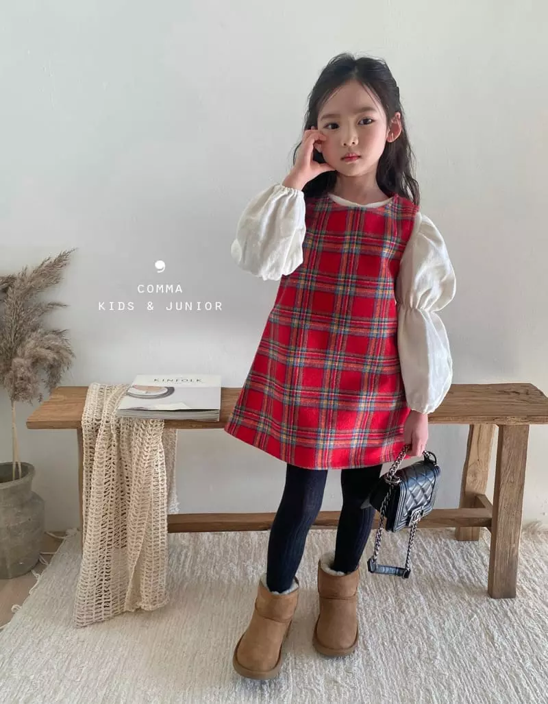 Comma - Korean Children Fashion - #discoveringself - Check A One-piece - 3