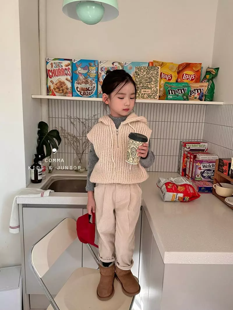 Comma - Korean Children Fashion - #kidsstore - Hoody Vest Beiege